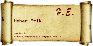 Haber Erik névjegykártya